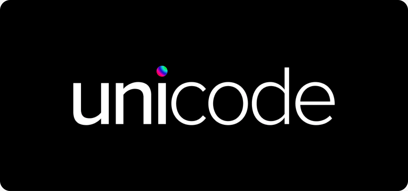 Логотип Unicode на чёрном фоне